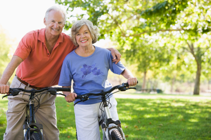Senior couple on cycle ride